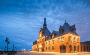 central railroad of liberty state park night view
