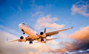 commercial plane in the sky
