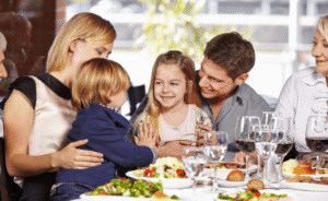 family eating together at a restaurant
