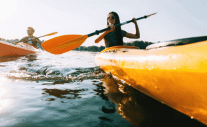 kayaking on lake